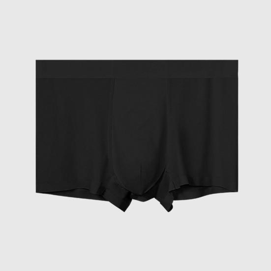 Men Boxer Underwear Mid-rise Elastic Waistband Solid Color Shorts Briefs Solid Color Ice Silk Summer Panties Daily Wear
