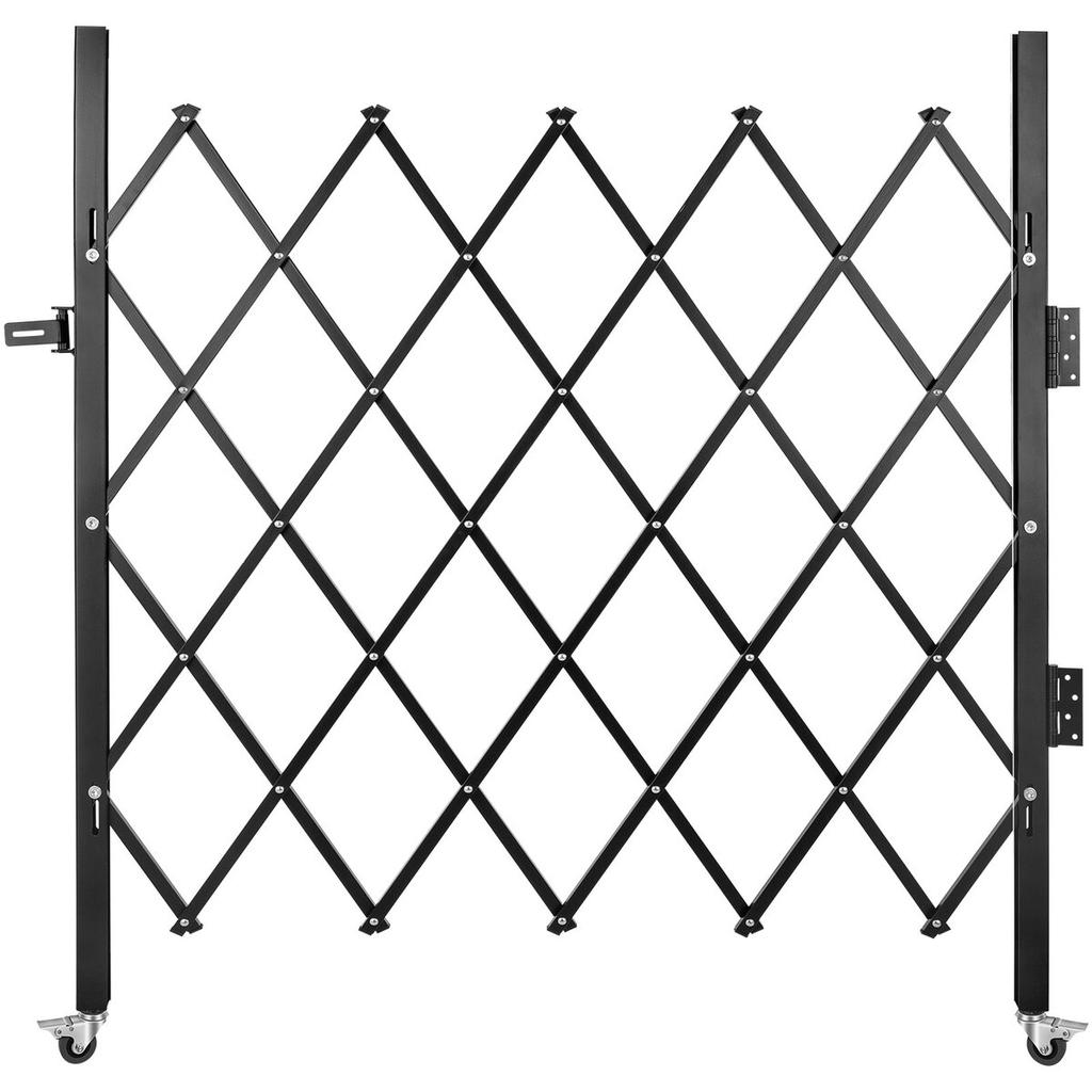 Single Folding Security Gate, 48" H X 66" W Folding Door Gate, Steel Accordion Security Gate, Flexible Expanding Security Gate, 360° Rolling Barricade