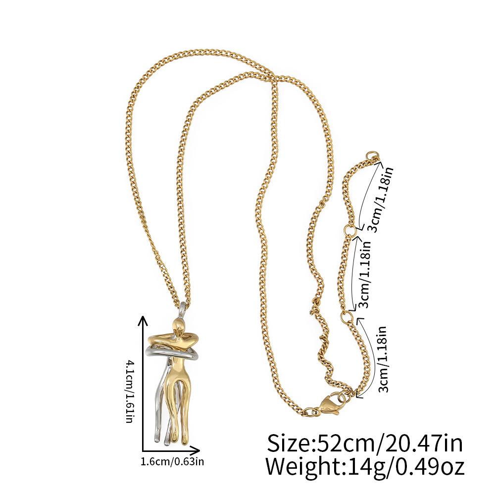 GEMCHIC Women s Romantic Hugging Couple Necklace Detachable Two-Tone Pendant Geometric Chain