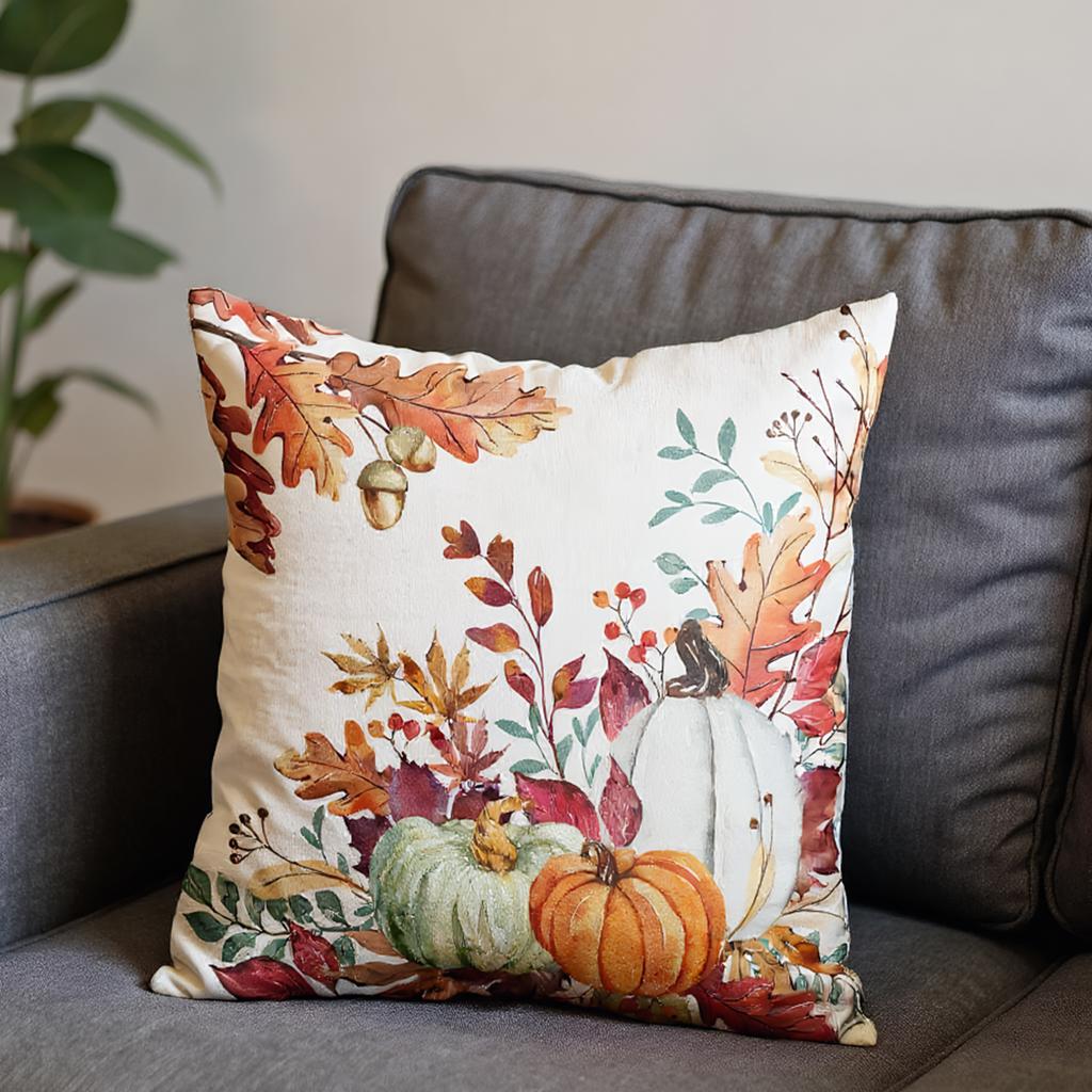 2Pcs Halloween Pumpkin Pillowcase Washable Thanksgiving Decor Pillowcase Pumpkin Print Cushion Cover for Porch Patio Apartment
