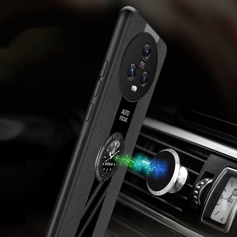 Magnetic Ring Phone Case For Honor Magic 5 Pro Case Luxury PU Leather Cover For Magic5 5Pro 5G Capa Silicone Shockproof Bumper