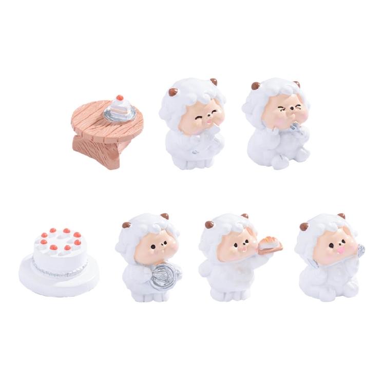 

7Ps Tiny Sheep Mini Resin Sheep Figurines for Garden Decorations,Miniatures Dollhouses Accessories,Crafts Ornament 1