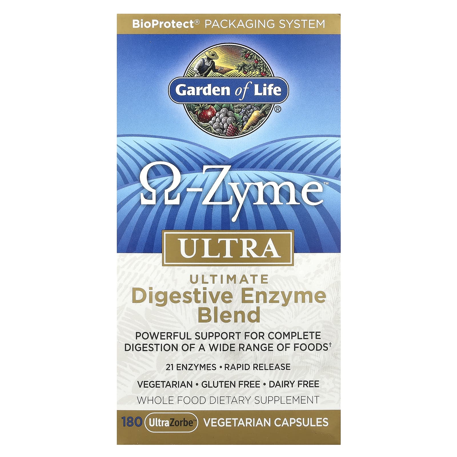 

Omega Zyme Ultra, the ultimate digestive enzyme blend, Ultrazorbe Veggie Caps 180 tablets