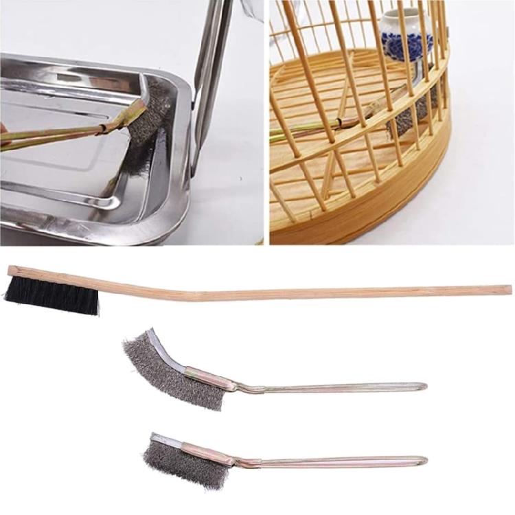 3PCS Small Animal Cage Cleaning Tool Lightweight Long Handle Cleaning Brushes
