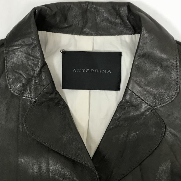 ANTEPRIMA Lamm läderjacka Enkel 3-knapp Rak manschett Grå M(BEGAGNAD)
