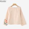 ZANZEA Women Floral Print Casual Round Neck Long Sleeve Blouse