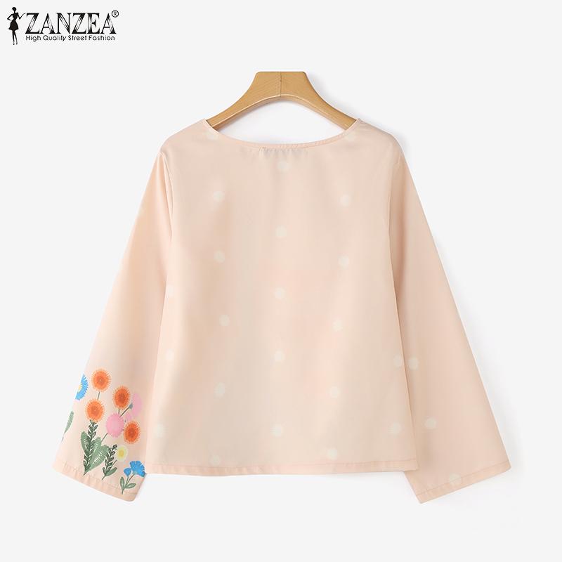ZANZEA Women Floral Print Casual Round Neck Long Sleeve Blouse