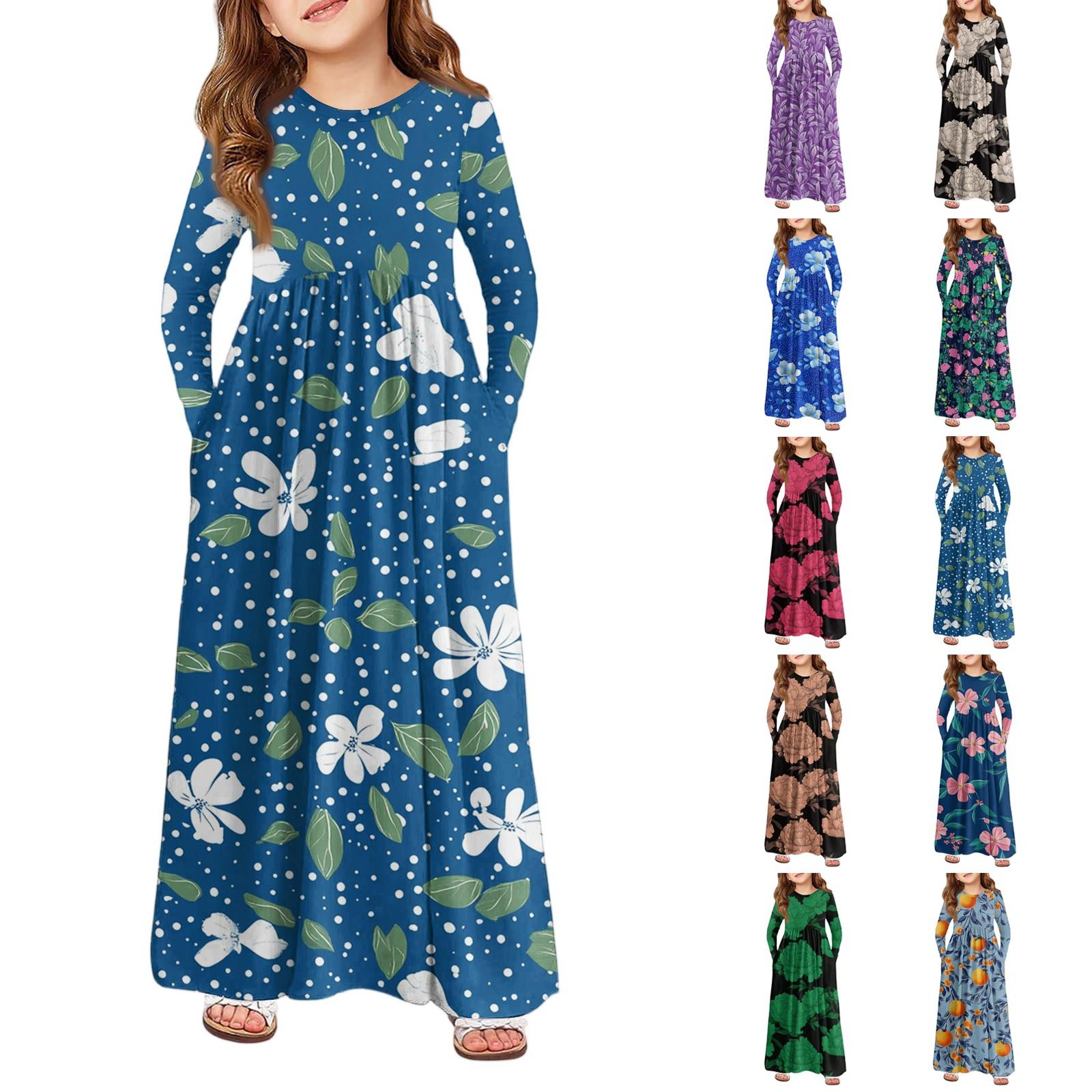 

Girls Maxi Dress - Long Sleeve Pocket Dress 110 бежевий