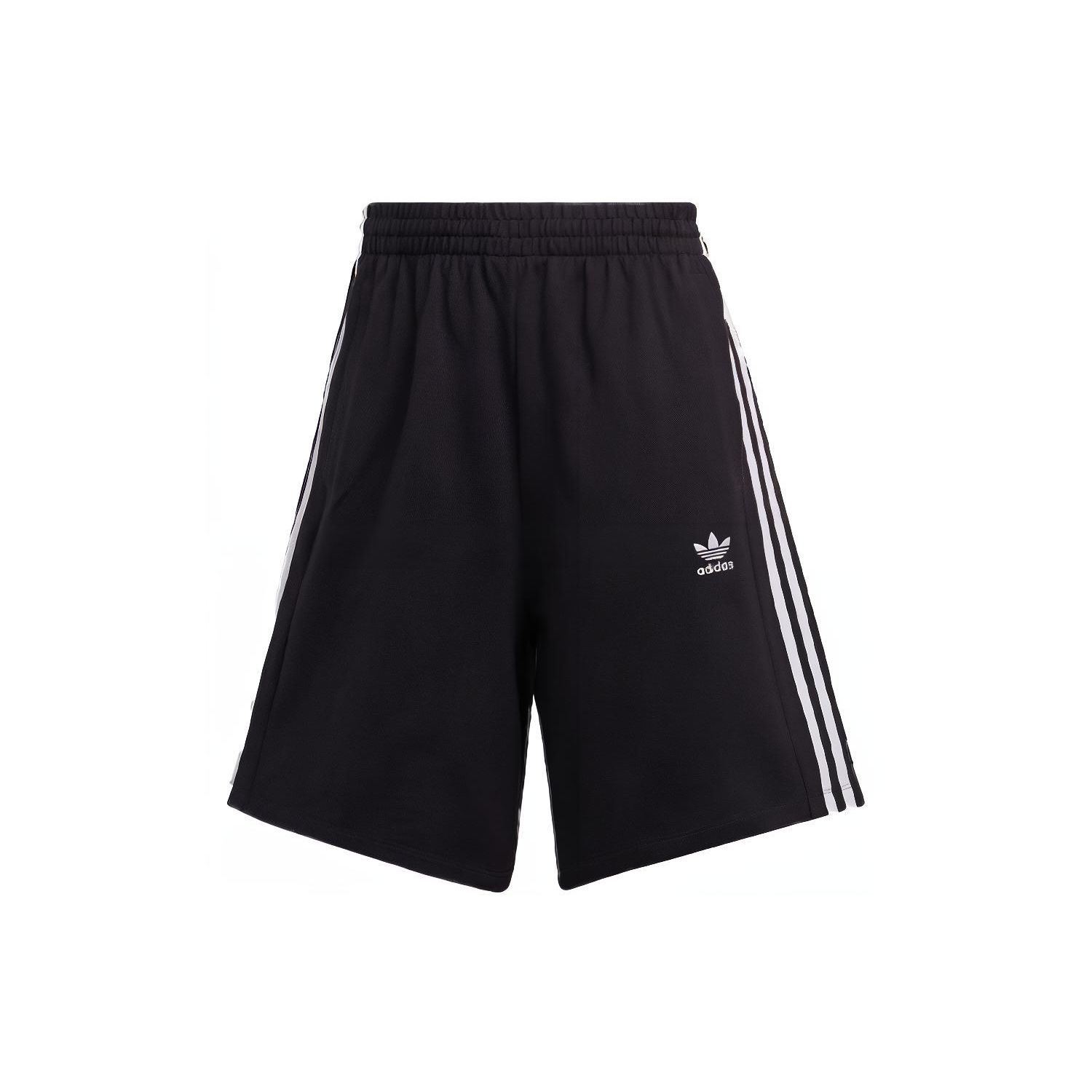 

Adidas Originals Bermuda Shorts Women Black White Loose Fit Cotton Blend 3 Stripes Elastic Waist Casual Lifestyle Streetwear HM2137 2XS
