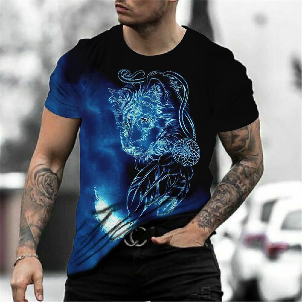 Fashoin 3D Printed T-shirts For Men Pullover Oversized Wolf Graphic Men's T-shirt Sublimation Summer Men Cool Tee Streetwear