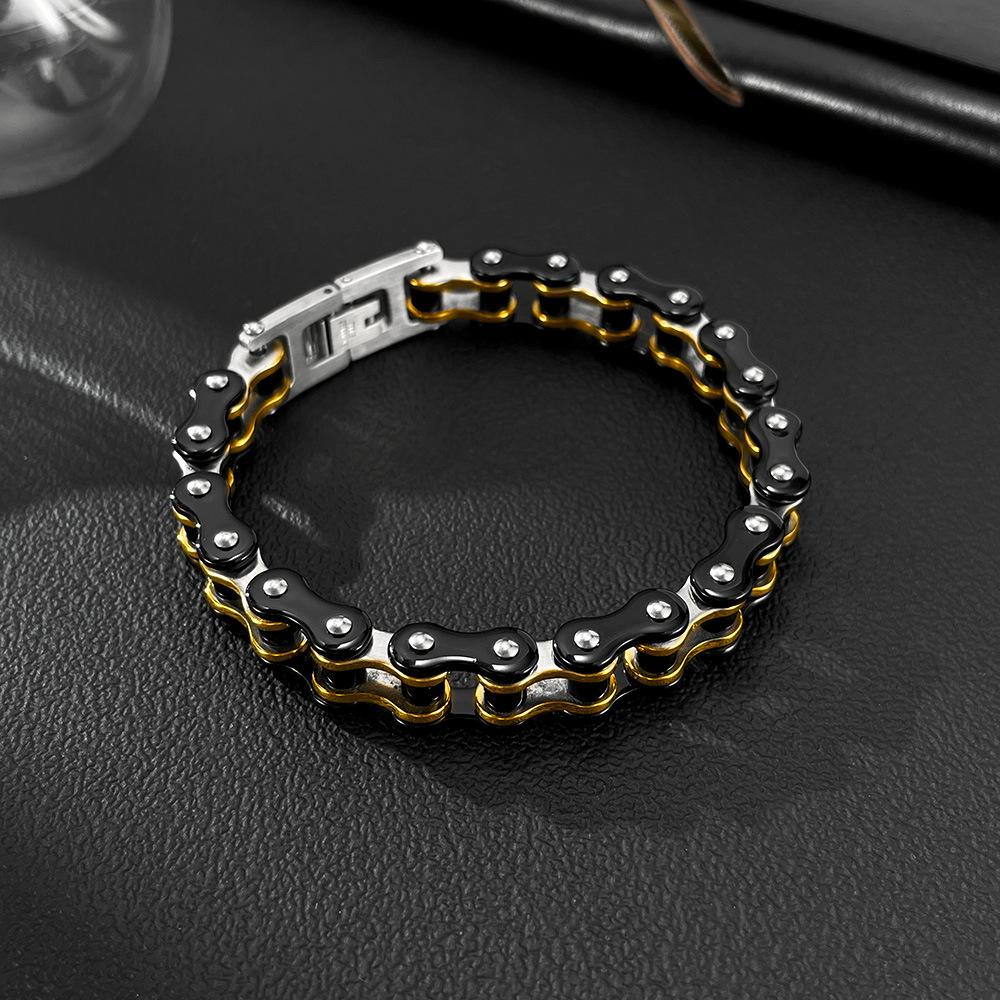 Męska Bransoletka ze Stali Nierdzewnej Łańcuch Rowerowy – OPK Punkowy Motocyklowy Styl