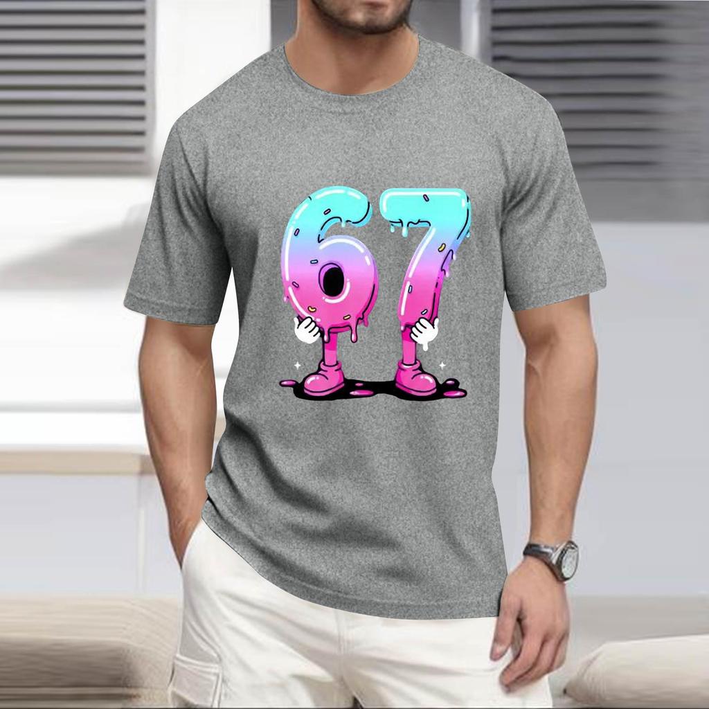 Men's  Popular T-shirt Printed Round Neck Short Sleeve T-shirt