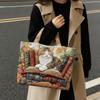 Cat Patterns Women Quilted Tote Bag 3D Printed Patterns Lightweight Travel Handbag Cotton Vintage Canvas Shoulder Bag Lady Girl