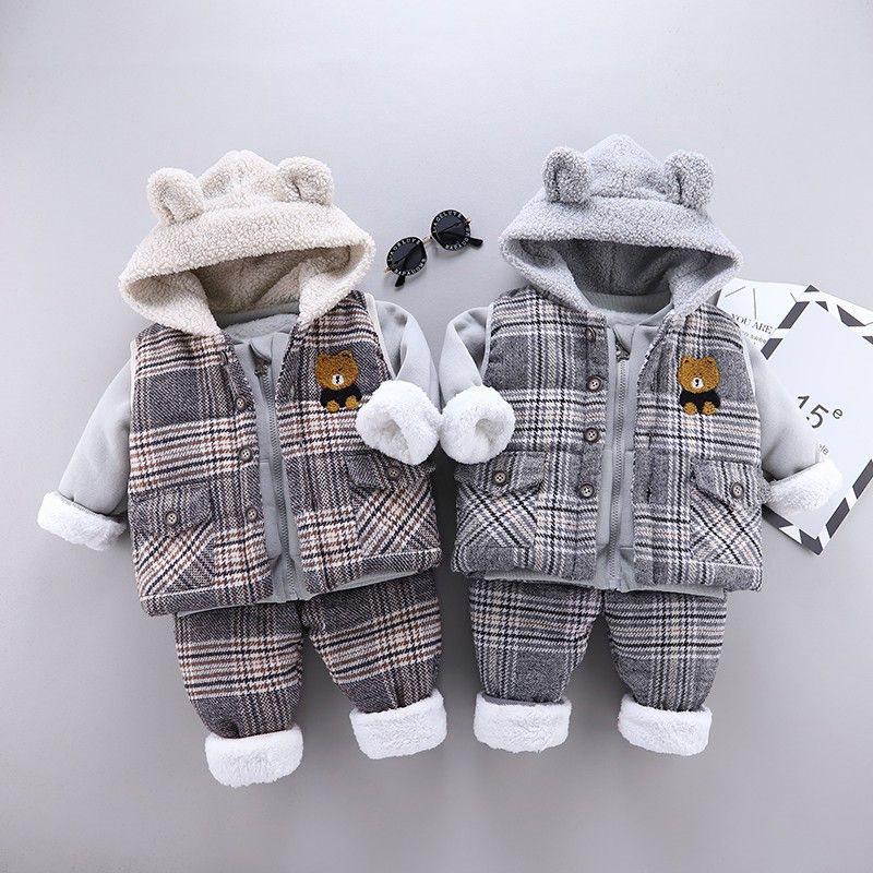 Boys' and Girls' Fleece-Lined Winter 3-Piece Set: Infant To Toddler Sweatshirt & Jacket (1-3 Years)