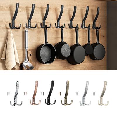 Wall Mounted Coat Hooks Metal Double Prong Hook Zinc Alloy Wall Hook Towel Hanger for Coats Hats Clothing Enduring