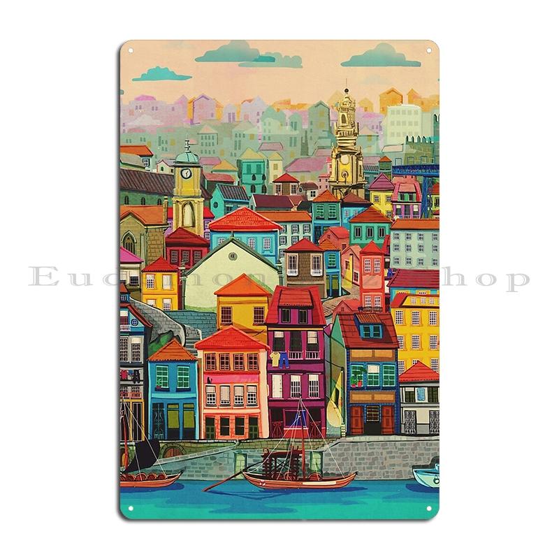 Travel Posters Porto Portugal Metal Plaque Poster Wall Decor Pub Printed Bar Wall Decor Tin Sign Poster