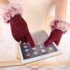Luxurious Womens Fashion Winter Outdoor Sport Warm Fur Crystal Thick Finger Gloves Mittens