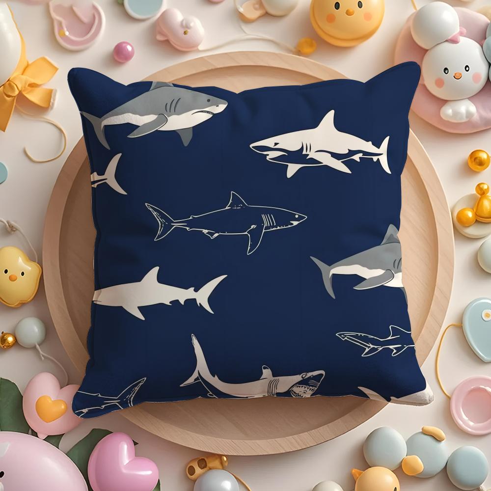 Decorative Blue Geometry Pillow Case Soft Plush Fabric Double-Sided Printed Cushion Cover Warm Winter Sofa Pillow Case