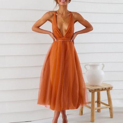 Rochie de petrecere de vară cu spatele gol Femei Casual cu șireturi Sexy Plasă Prințesă Rochii Lungi Elegantă Talie Înaltă Curea A-line Rochie de Plajă 25209