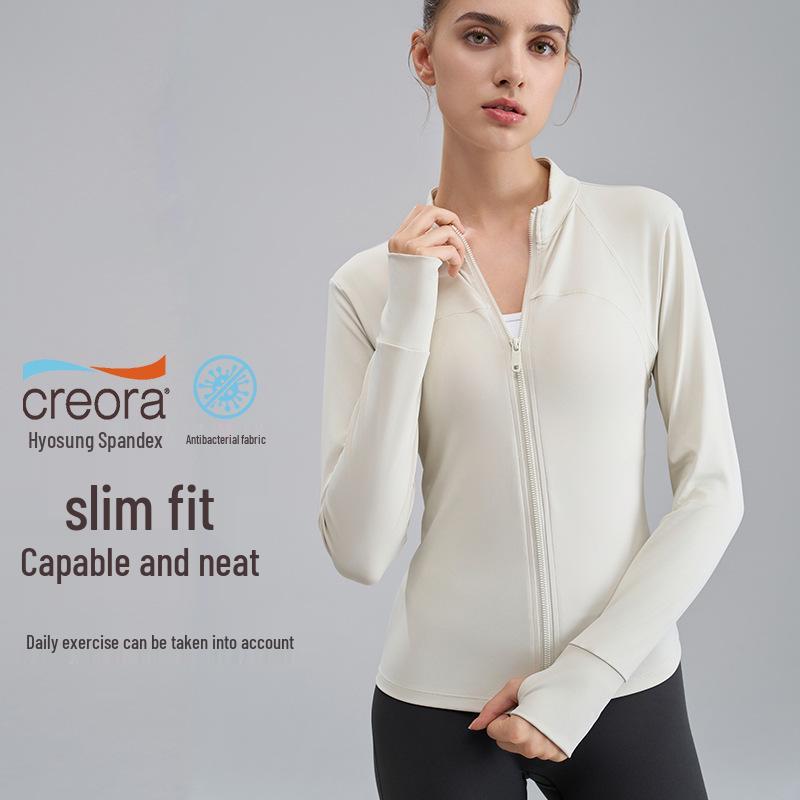 

Жіночий костюм для йоги з ефектом оголеного тіла, що моделює фігуру, на блискавці - Фітнес-топ з довгим рукавом для бігу та аеробіки XL