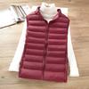 Women's Lightweight Korean Style Padded Down Sleeveless Vest - Short Stand Collar, Plus Size Trendy Outerwear