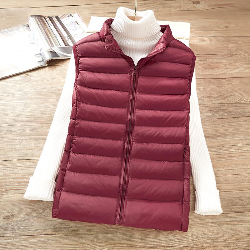 Women's Lightweight Korean Style Padded Down Sleeveless Vest - Short Stand Collar, Plus Size Trendy Outerwear