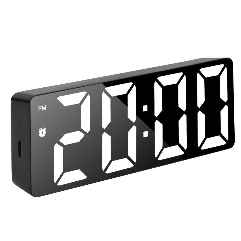 Electronic large-screen eye-friendly digital alarm clock with temperature display and learning timer, silent operation. United States белый