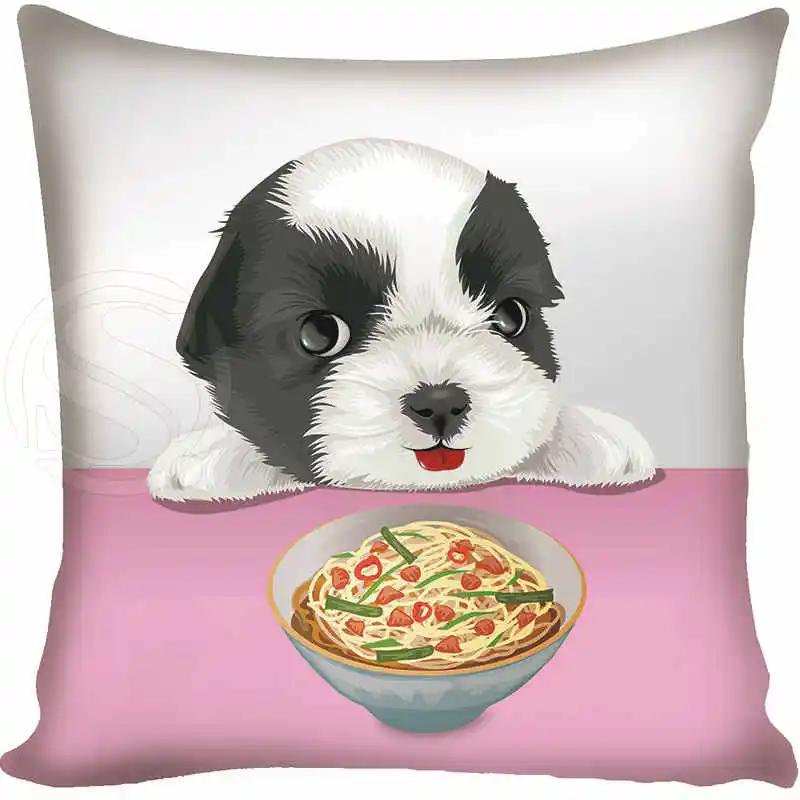 Cartoon Funny Dog Schnauzer Fashion Style Square Pillowcase Zipper