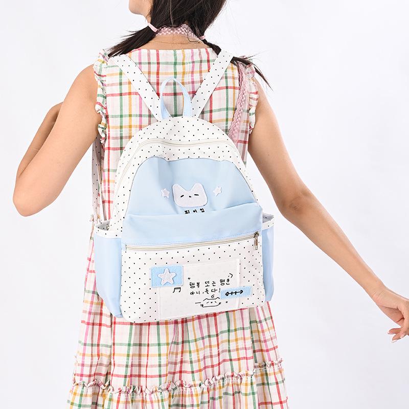 Polka Dot Graffiti Backpack - Cute, Lightweight, and Versatile Schoolbag