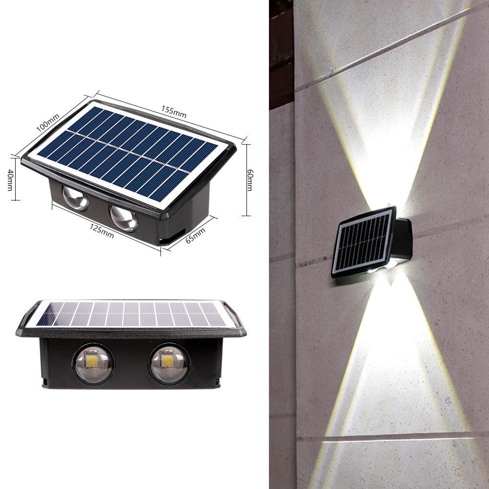 Lampă LED de perete pentru exterior, impermeabilă: Lumină solară cu funcție sus-jos pentru grădină și pereți exteriori