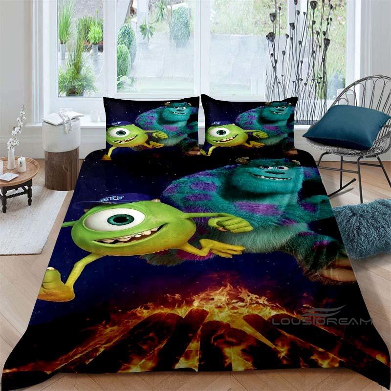 3-piece Monsters, Inc. Bedding Set, 3D Printed Cartoon Pattern Duvet Cover Set, Includes Pillowcases, Filling Not Included.