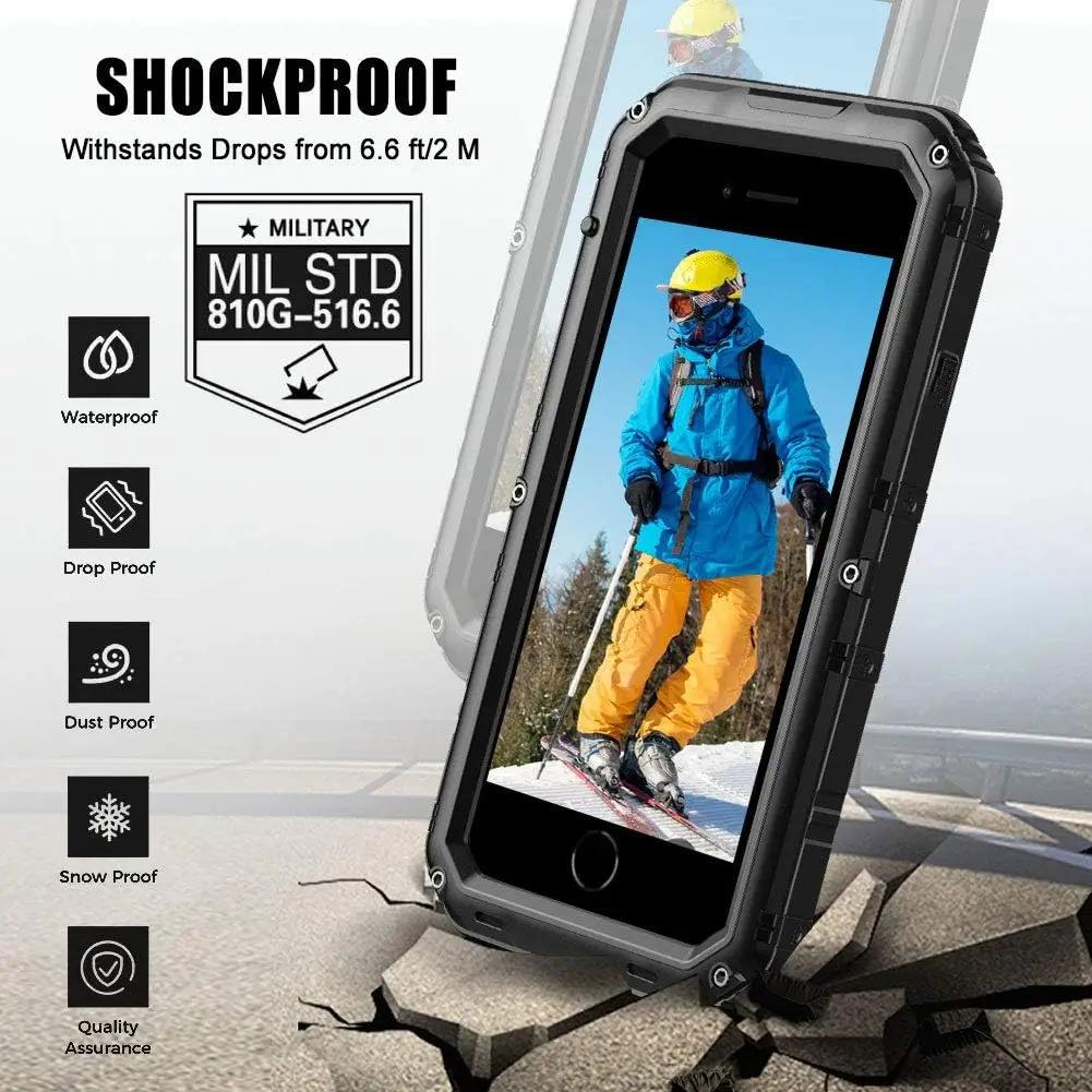 For iPhone 7 8 SE2020 SE2026 X XS XR IP68 Waterproof Metal Case Heavy Duty Durable Aluminum Shockproof Dropproof Cover