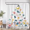 Funny Animal Cartoon Shower Curtain Ocean Life Dog Bathing Cat Kid Bathroom Decor Children Polyester Bath Curtain with Hooks