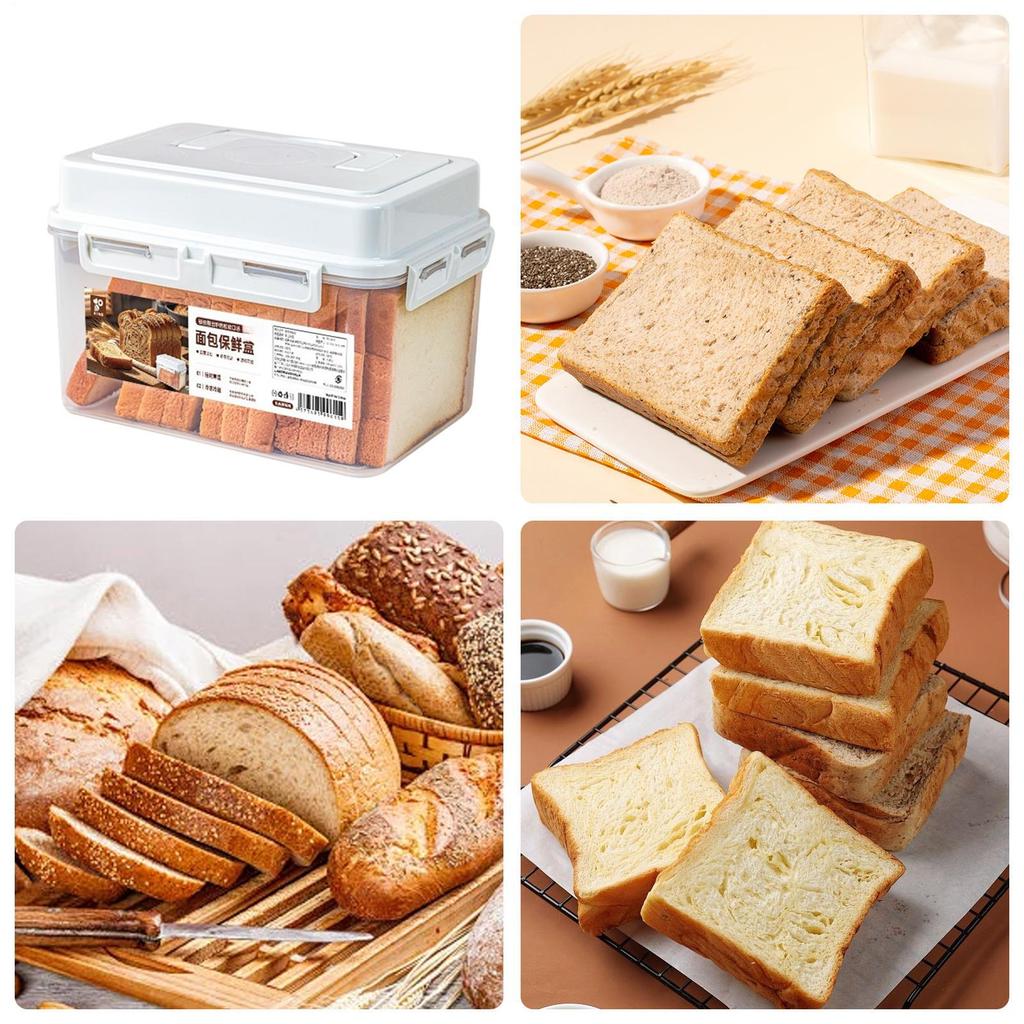 Bread Container Clear Airtight Loaf Storage Box Bread Holder with Lid and Handle for Cabinet Pantry Refrigerator Freezer Kitchen