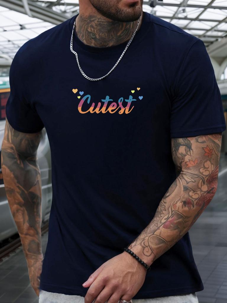 Kurzarm T-Shirt Niedlichstes Herren 100% Baumwolle Muster Gedrucktes Hemd Sommer Rundhals Atmungsaktiv Lässig Mode Cooles T-Shirt
