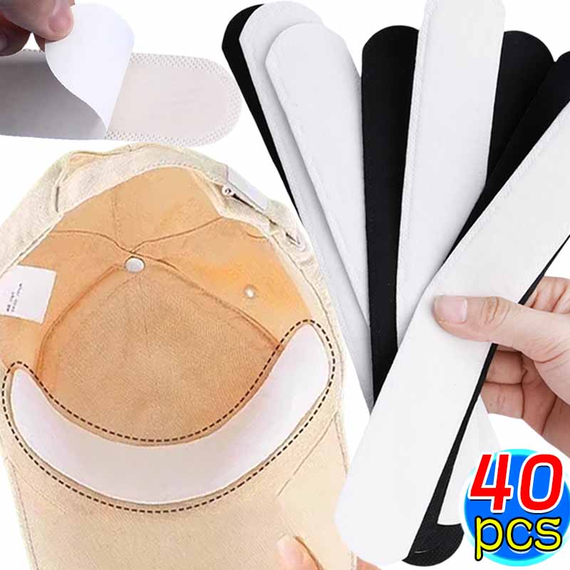 10-40pcs Women's Hat Sweat Absorber Stickers Men Anti-dirt Sports Belt Cap Rim Invisible White Tape Hat Size Reducer Liner Pads