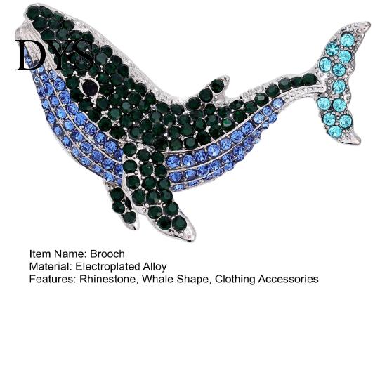 Alloy Lapel Brooch Women Rhinestone Whale Brooch, Sea Animal Decorative Badge Metal Pins Pin, Sweater Cardigan Coat Dress Jewelry Accessories