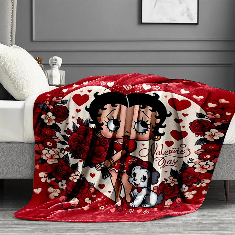 Betty Boop Print Blanket - Soft & Comfortable, for Bedroom, Travel, Sofa, Home Decoration - Birthday Christmas Gift for Friend