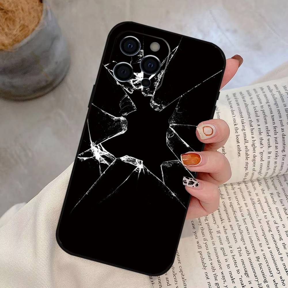 

Broken Phone Case For iPhone 17,16,15,14,13,12,11 Plus,Pro Max,XS,Soft Silicone Black Cover iPhone12ProMax