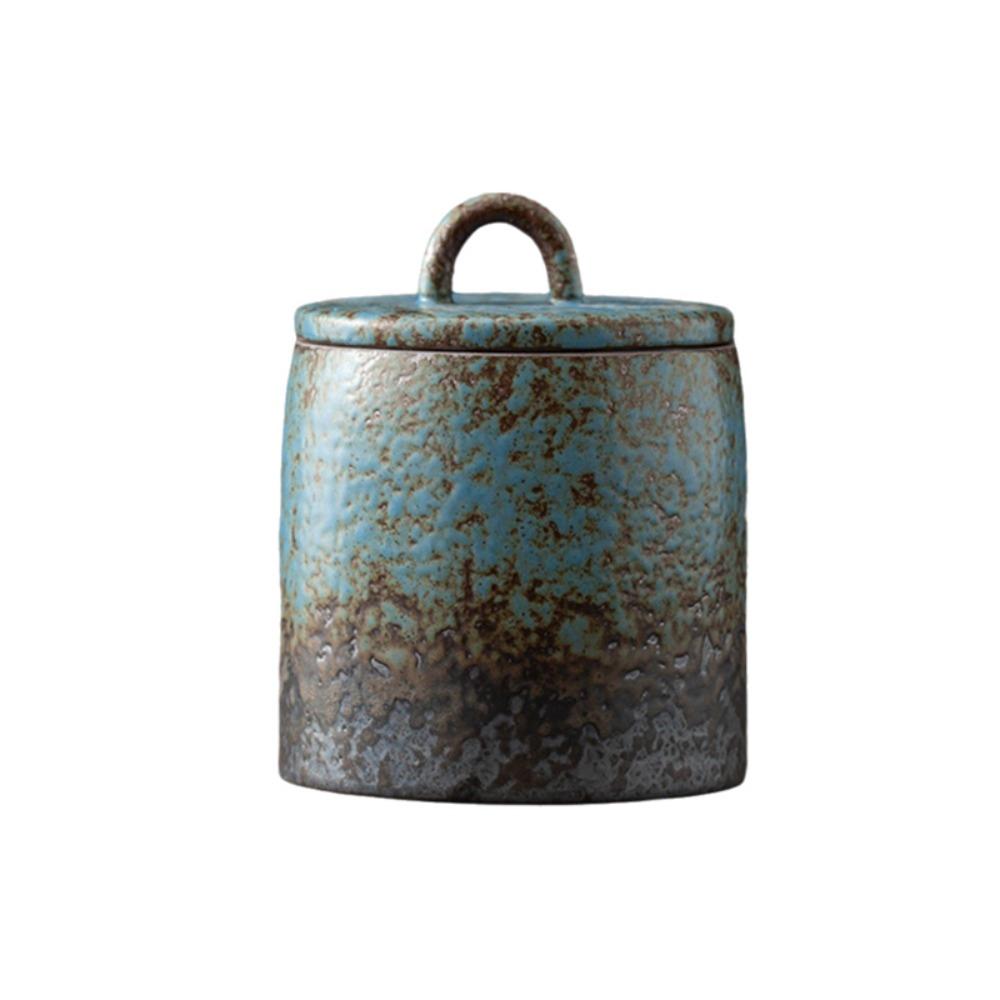 Kiln-change Glaze Vintage Ceramic Tea Jar Moisture-proof Tea Can Practical Food Container Candy
