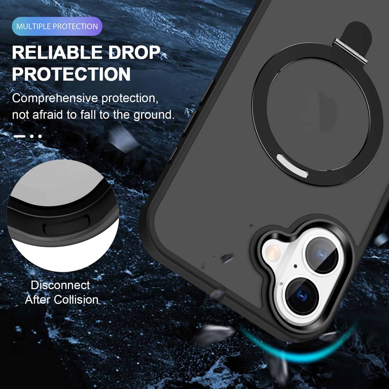 

For iPhone 16 Plus Case Kickstand Back Phone Cover Compatible with MagSafe Black