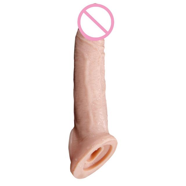 21 cm forstørrelse av penisforlengerhylse Gjenbrukbar kondomforsinkelse Ejakulasjon Sexleketøy For menn Intimvarer Sexbutikk