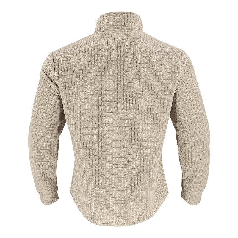 Automne/Hiver Minimaliste Décontracté Homme Coupe Ample Jacquard Col Montant Demi-Zip Sweat-shirt Couche de Base