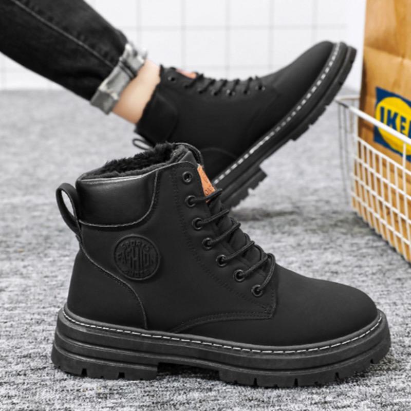 Fashion Winter Men's Boots Fashion High Top Casual Ankle Boot Plush Warm Snow Boots Outdoor Non Slip Platform Boots for Men Botas Hombre