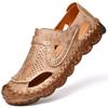 Men's Beach Shoes Trendy Summer New Outdoor Men's Outdoor Hollowed Toe Box Casual Tendon Bottom Leather Sandals