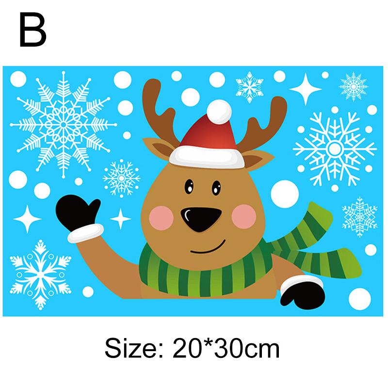 Window Wall Stickers Christmas Decoration Self-adhesive Santa Claus Snowflake Elk Glass Wall Stickers Decal Christmas Home Decor