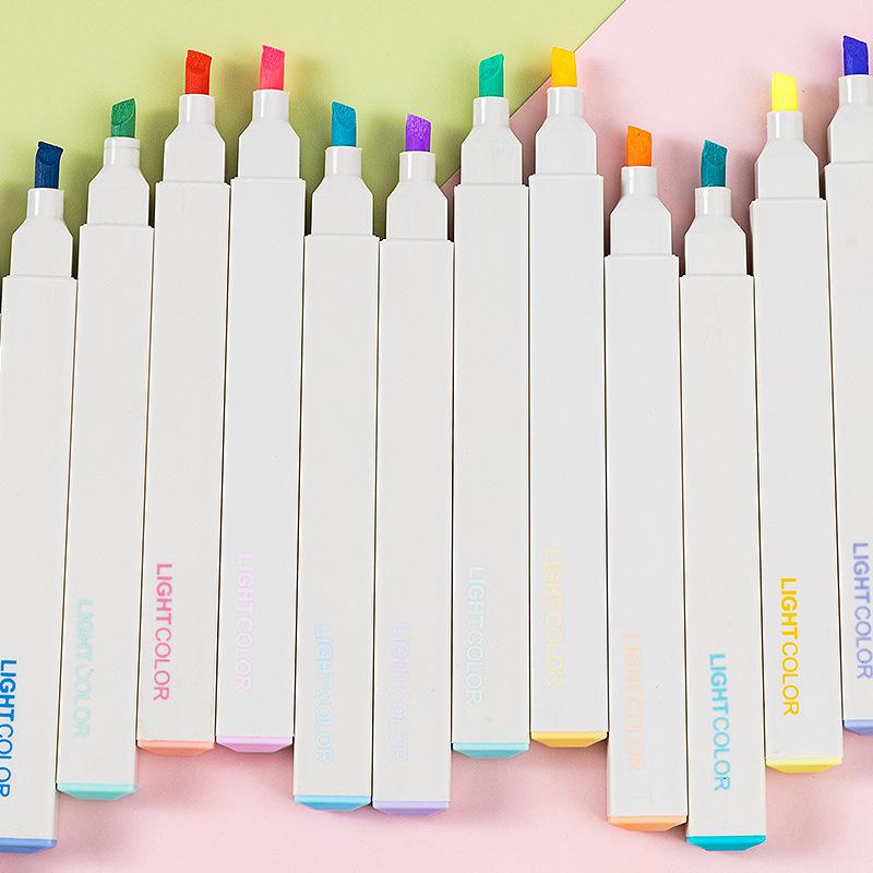 6pcs Light Color Highlighter Pen Set Soft Brush Art Marker Liner for Drawing Painting Office School