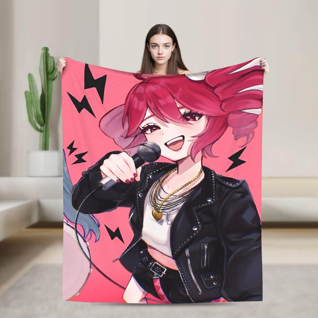 Kasane Teto Blanket Anime Vtuber Plush Novelty Soft Throw Blanket for Bedspread Textile Decor