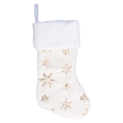 Polyester Christmas Stocking Pendant with Embroidery Snowflake Pattern Xmas Tree Decoration