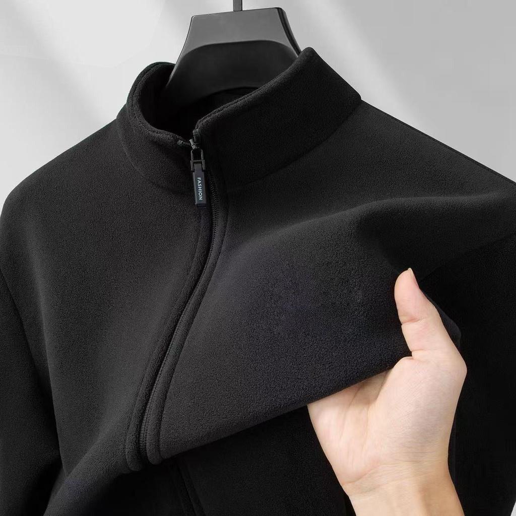 Men's Warm Fleece Cardigan: Autumn/Winter Outdoor Large Loose Fit Casual Jacket